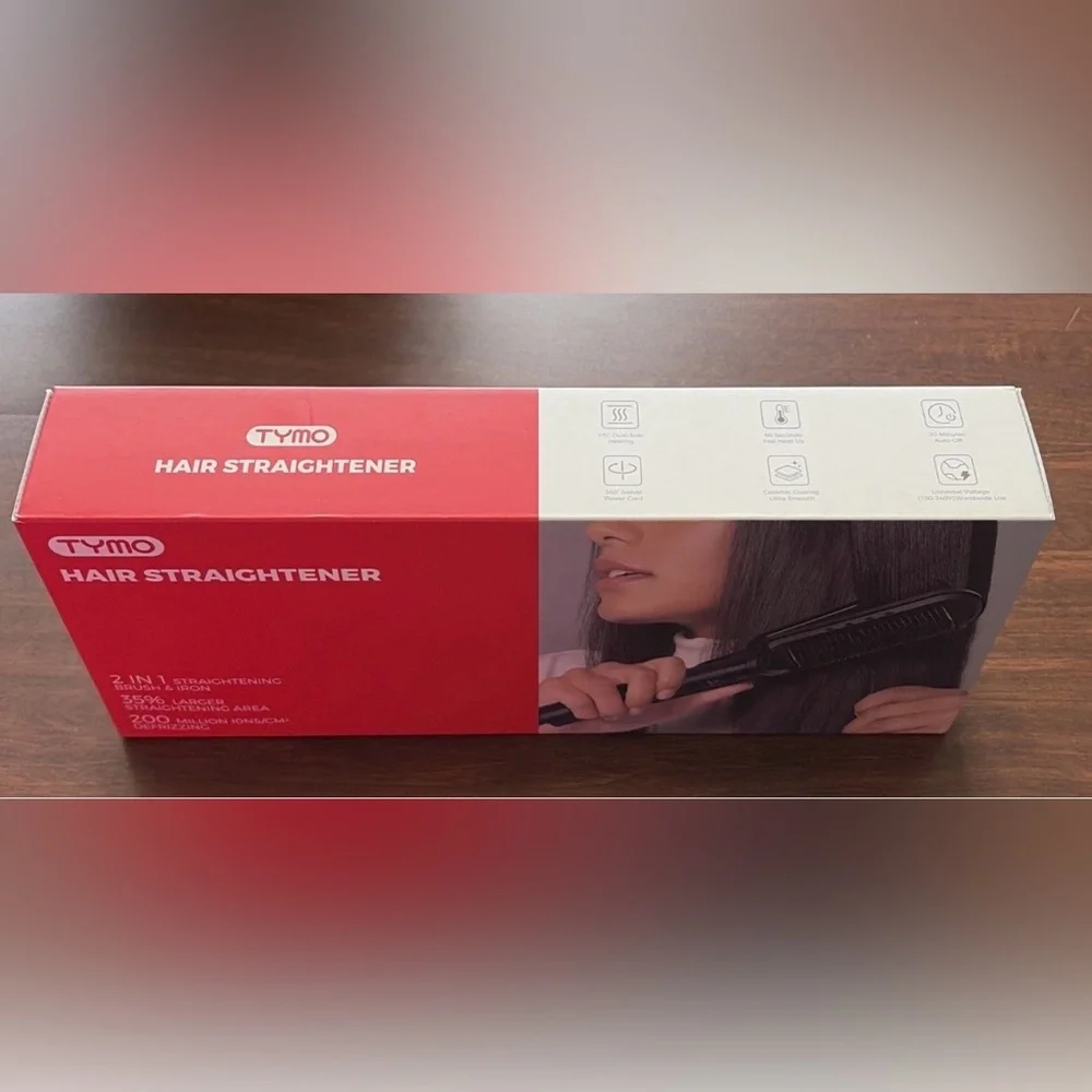 TYMO | FLIPRO | Flat Iron Hair Brush | 2 in 1 | Black